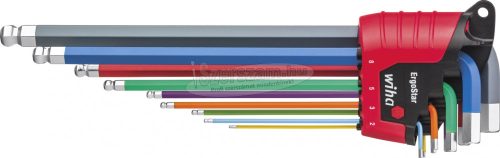 Wiha L-kulcs készlet ErgoStar tartóban Hatlapú gömbfejű 10- részes, színesen világít 43849