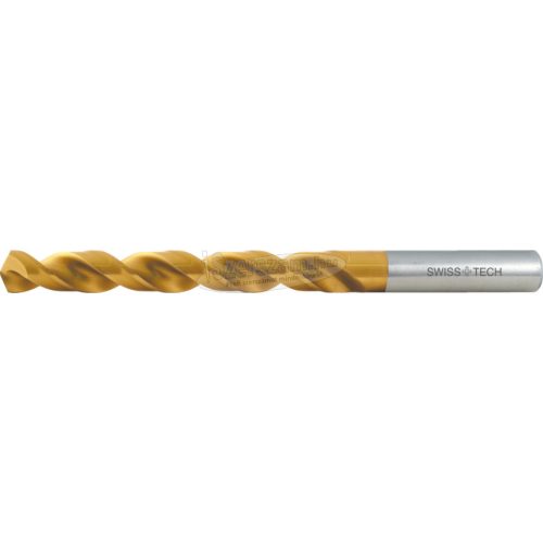 SWISS+TECH CUTTING TOOLS 12.00MM NORMÁL HOSSZÚ NAGY SPIRÁLEMELKEDÉSI SZÖGŰ HSS-CO 8% CSIGAFÚRÓ ROZSDAMENTES ACÉLHOZ TIN BEVONATTAL SWT1251320A