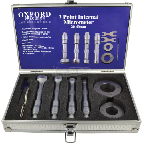 OXFORD 20-40MM 3 PONTOS BELSŐ MIKROMÉTER KÉSZLETBEN, METRIKUS OXD3352550K