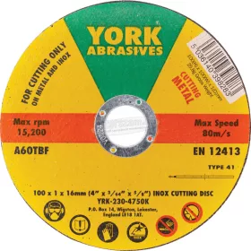 YORK ABRASIVES A60TBF INOX VÁGÓKORONG,T41