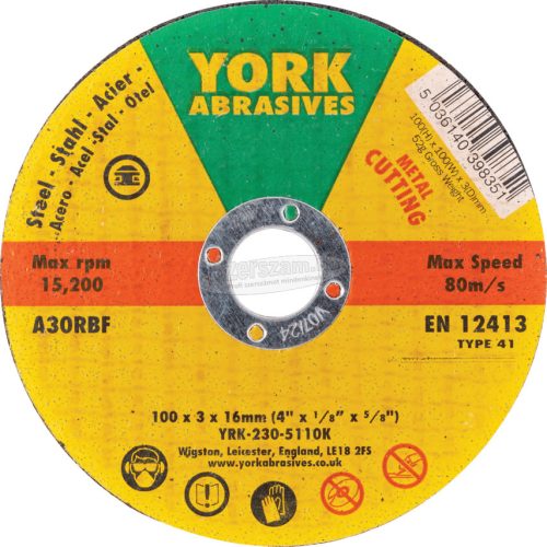 YORK ABRASIVES A30RBF LAPOS VÁGÓKORONG T41