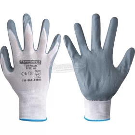  TUFFSAFE CLOTHING PRODUCTS TUFFOAM SZÜRKE NITRILKESZTYŰ FEHÉR NEJLONBÉLÉSSEL SZÜRKE TÖBB MÉRETBEN